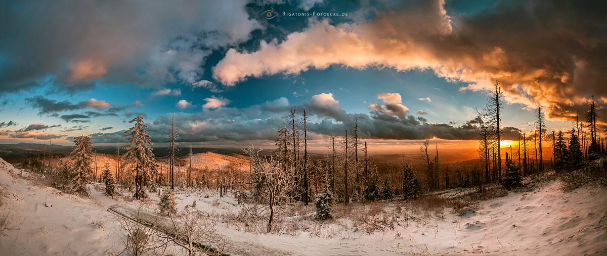 ein Sonnenuntergang auf dem Lusen im bayerischen Wald