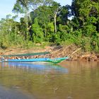 Ein Touristenboot auf dem Rio Tambopata