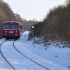 Ein Uerdinger vor der Einfahrt in den Bahnhof Lägerdorf