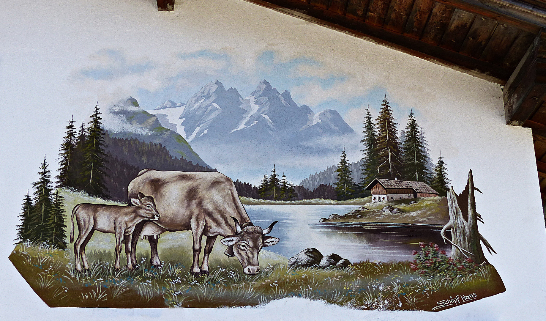 Ein Wandbild in Tirol