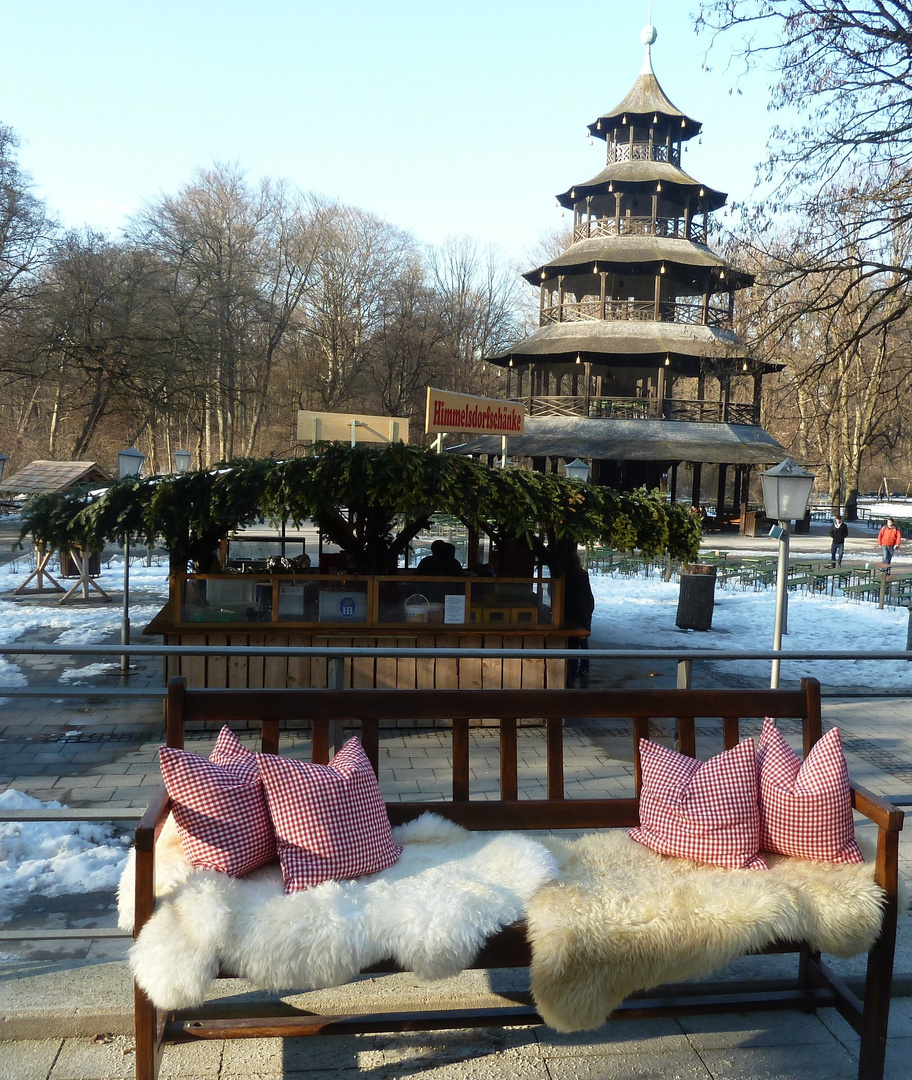 Ein warmer Biergartenplatz