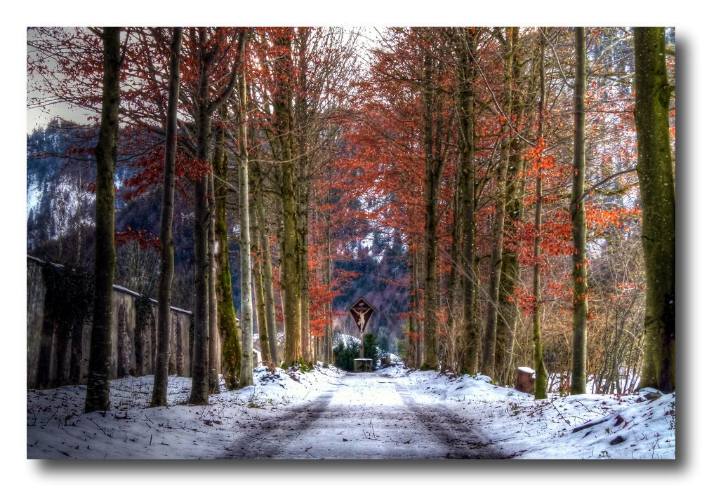 Ein wenig Schnee beim Kloster Ettal