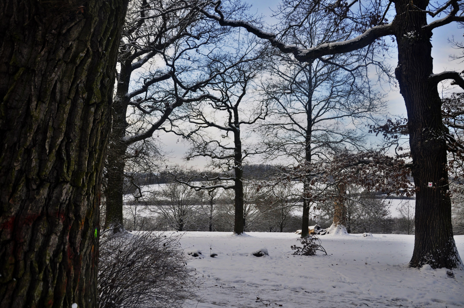 Ein wenig Schnee und blauer Himmel