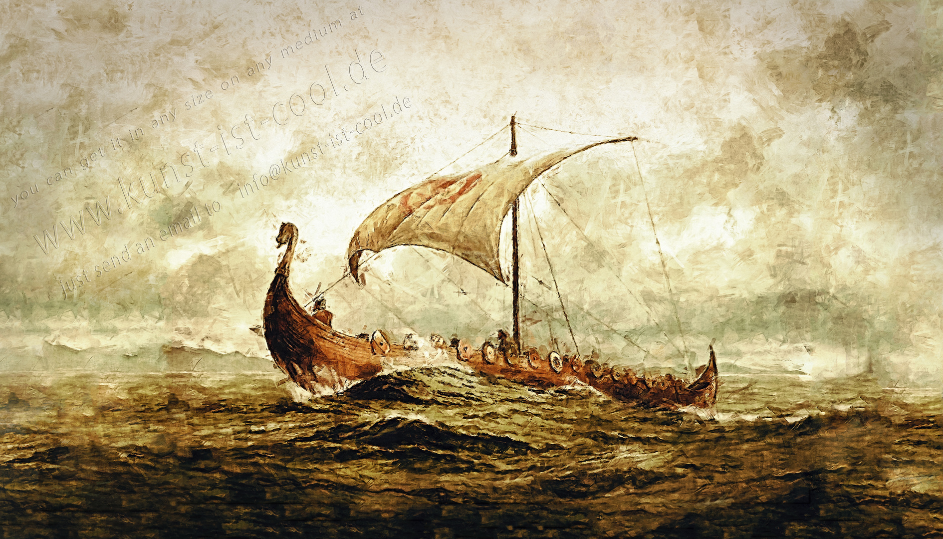 Ein Wikinger Schiff in rauer See