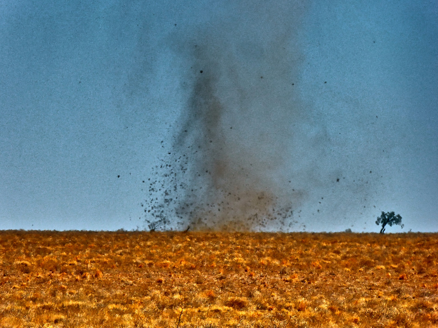 Ein Willy willy (dust devil) zwischen Cloncurry und Winton