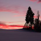 Ein Winterabend mit Sonnenuntergang