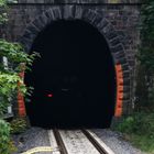 Ein Zug der STB fährt in den Tunnel weiter