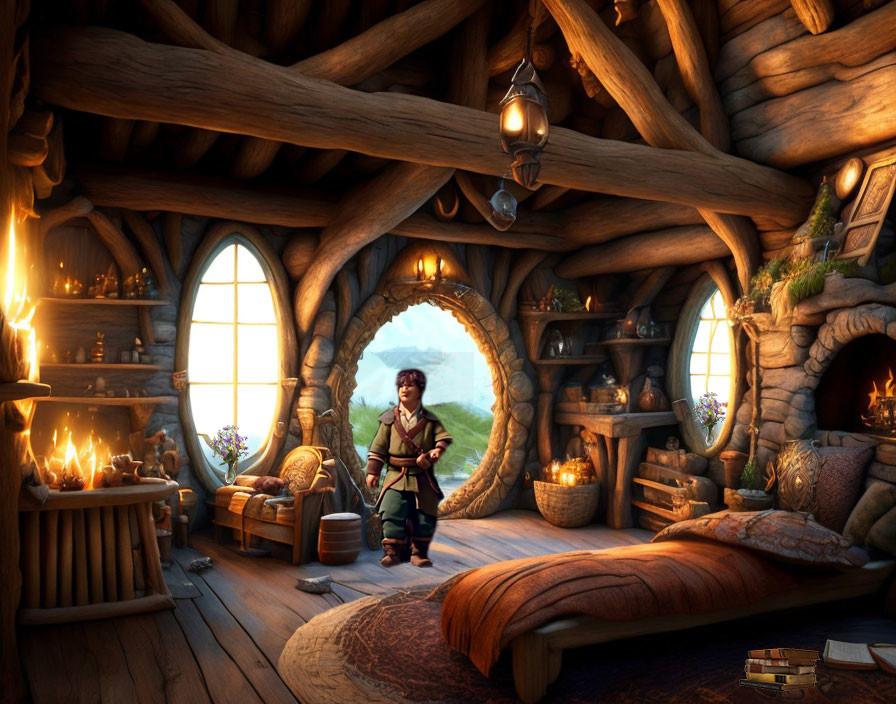 Einblick in ein Hobbit-Haus mit KI