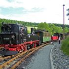 Eine außergewöhnliche Zugkombination beim Rangieren vor der neuen Wagenhalle der Preßnitztalbahn.