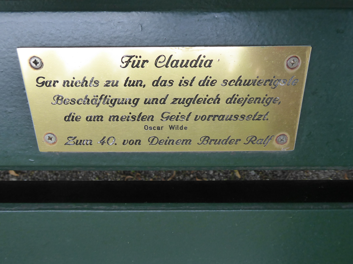 Eine Bank für Claudia....