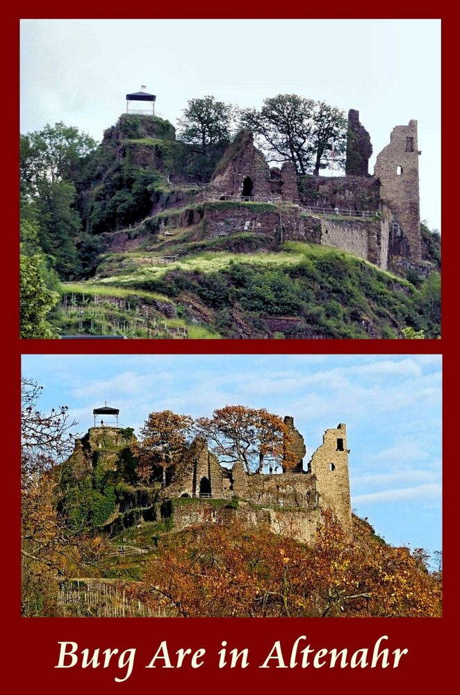 Eine Burg im Frühjahr und Herbst