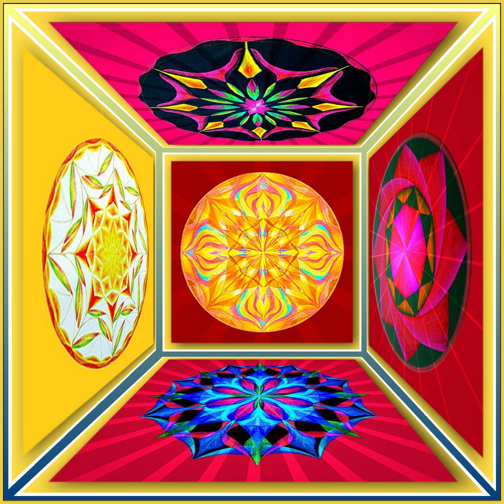 Eine Collage aus Mandalas