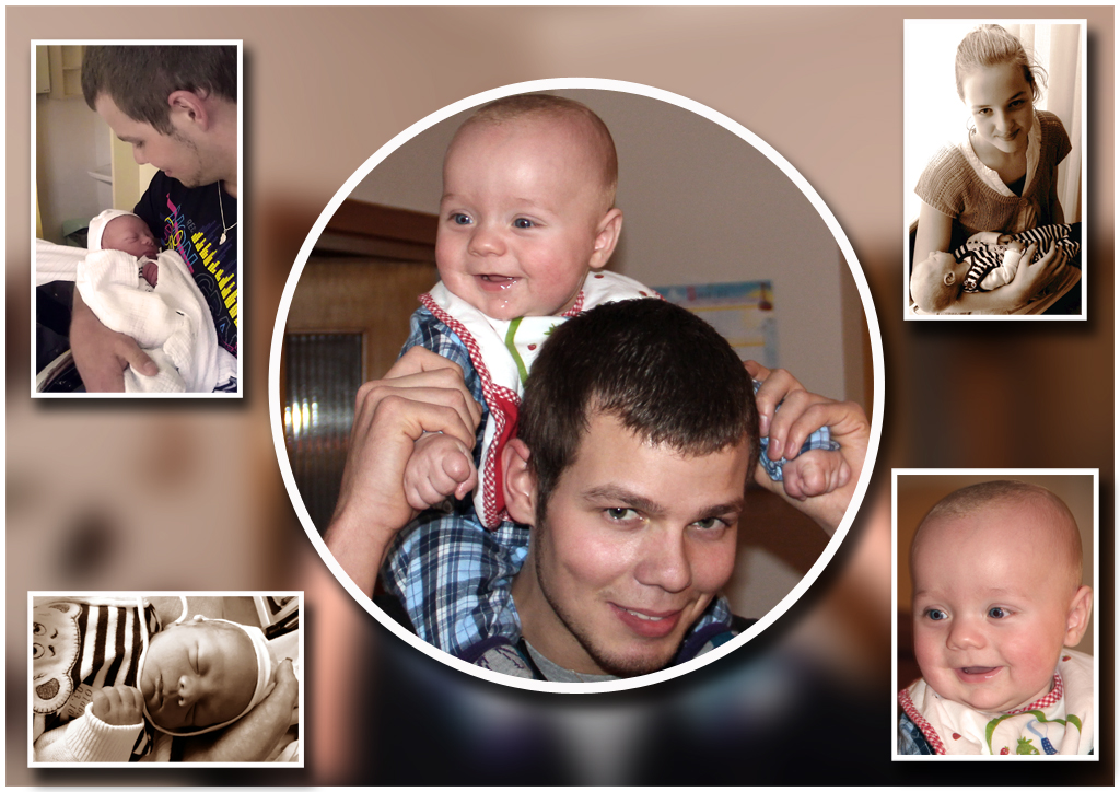 Eine Collage meiner Kinder und meinem Enkel ...
