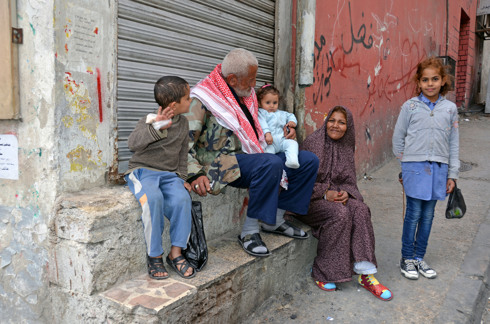 Eine Familie in Downtown, dem Zentrum von Amman