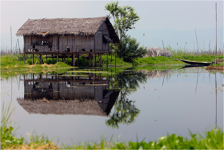 Eine Fischerhütte im Inle-See