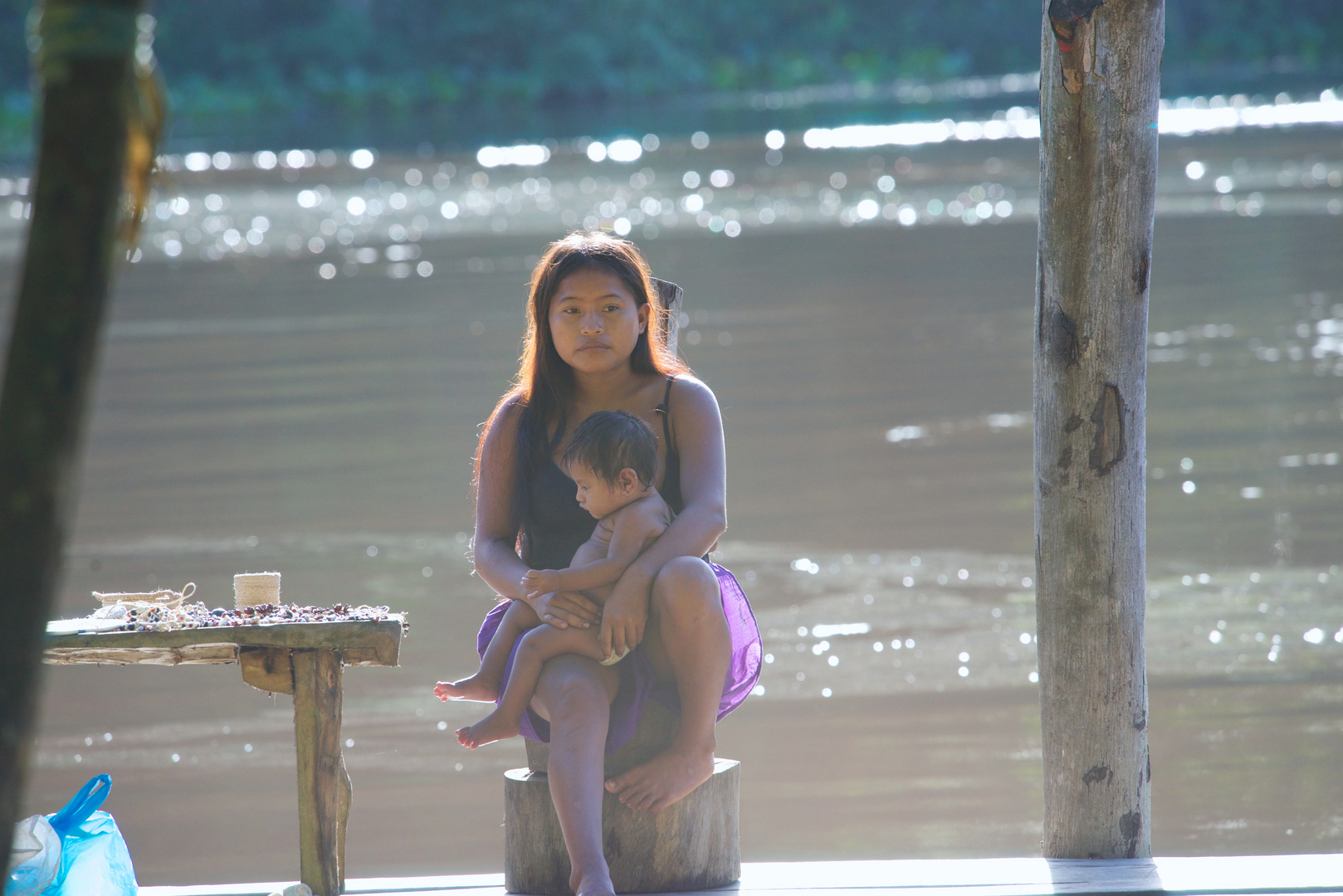 Eine junge Waraomutter im Orinocodelta.