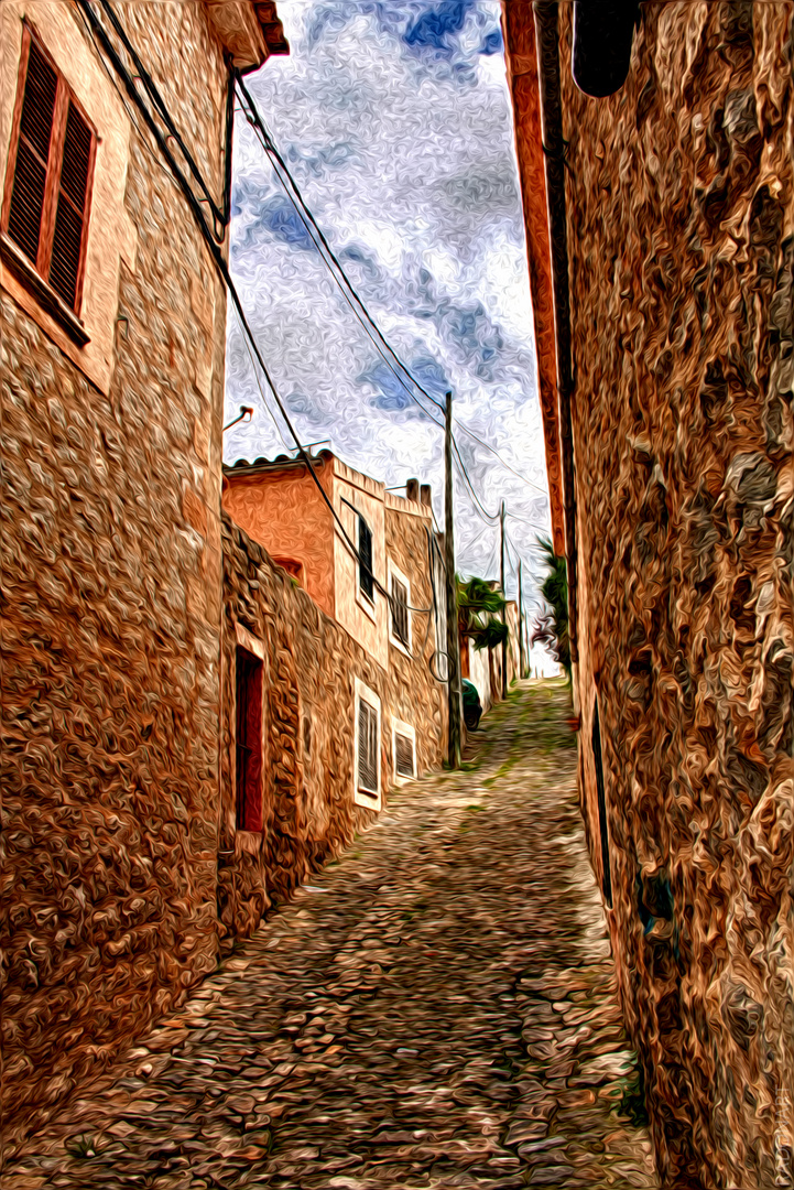 Eine kleine und steile Strasse in Capdella auf Mallorca!