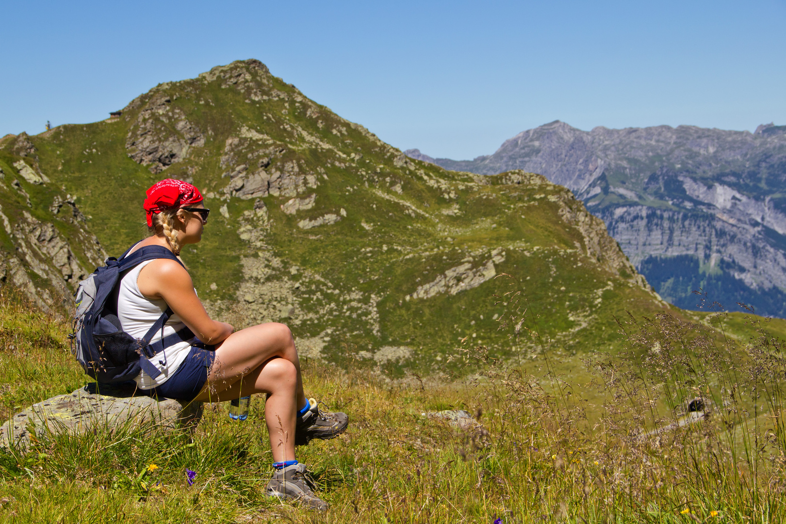 eine kurze Verschnauf-Pause vor dem Aufstieg zum Kreuzjoch...