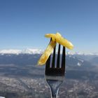 Eine Mahlzeit in den Alpen