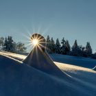 eine Schneehaube im Gegenlicht