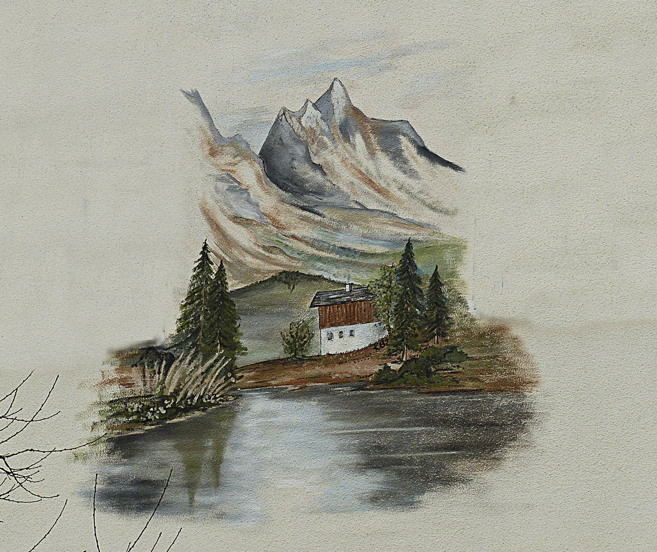 Eine schöne Landschaft auf einer Hauswand