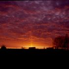 eine seltene Lichtsäule in Lübeck bei Sonnenuntergang