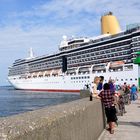 eine tolle Abschiedsstimmung auf der Arcadia, beim Auslaufen in Travemünde