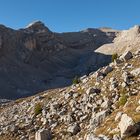 Eine unbeschreiblich schöne Landschaft erlebt man beim Anstieg Richtung Heiligkreuzkofel,... 