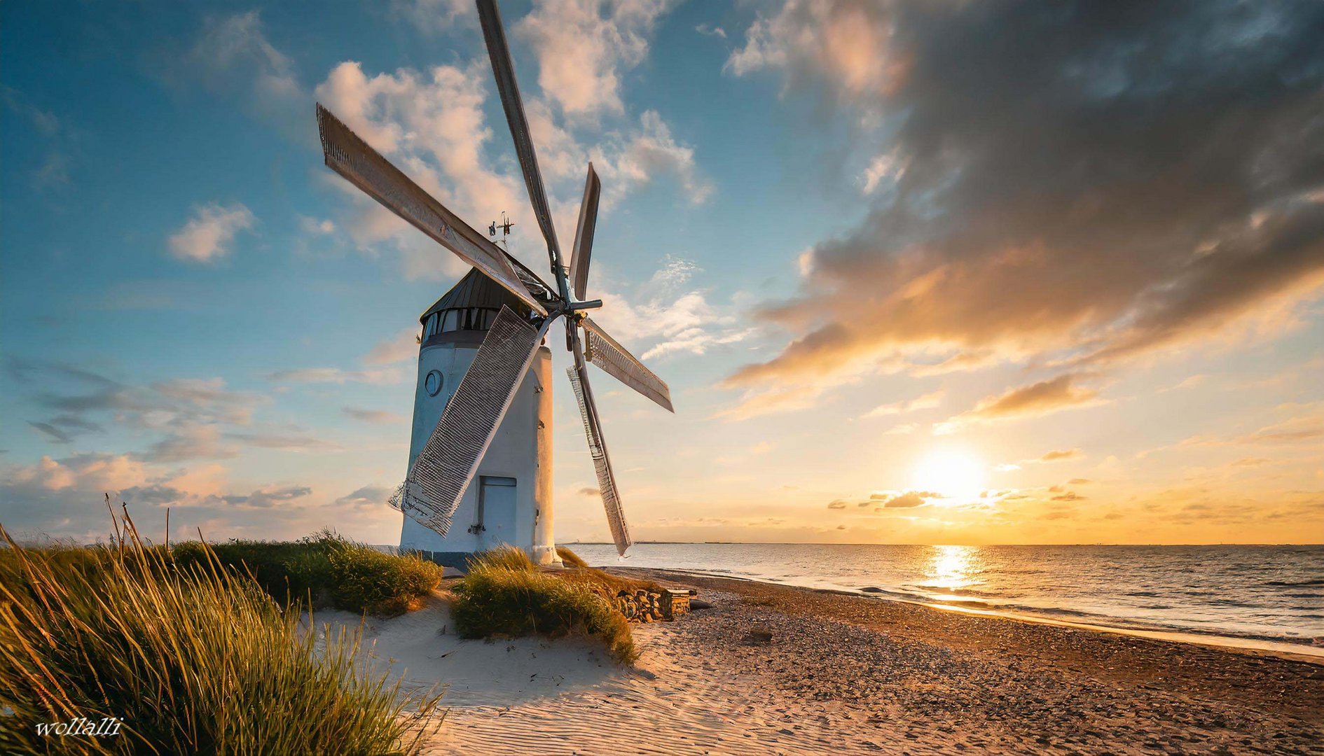 Eine Windmühle am Meer