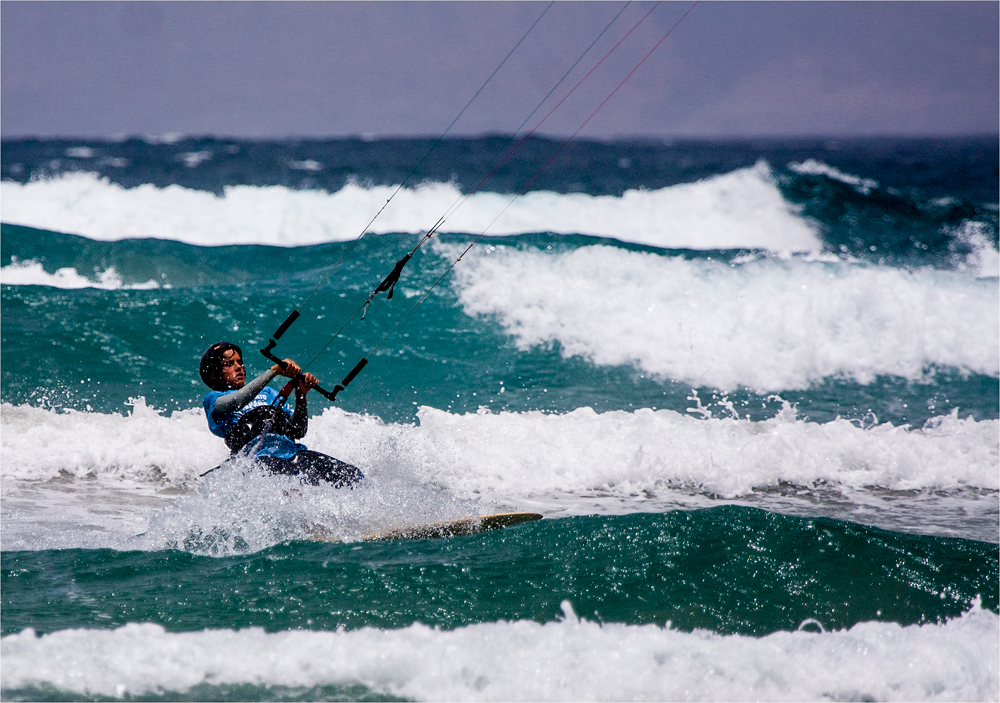 Einen letzten Kitesurfer