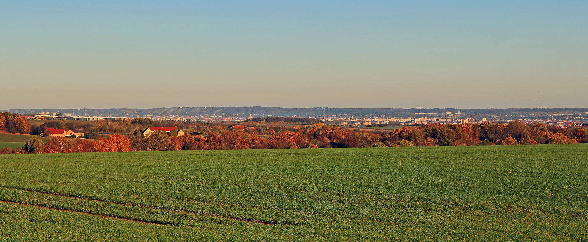 Einen solchen Blick von Burkhartswalde ins Dresdner Zentrum mit einer Normalaufnahme...