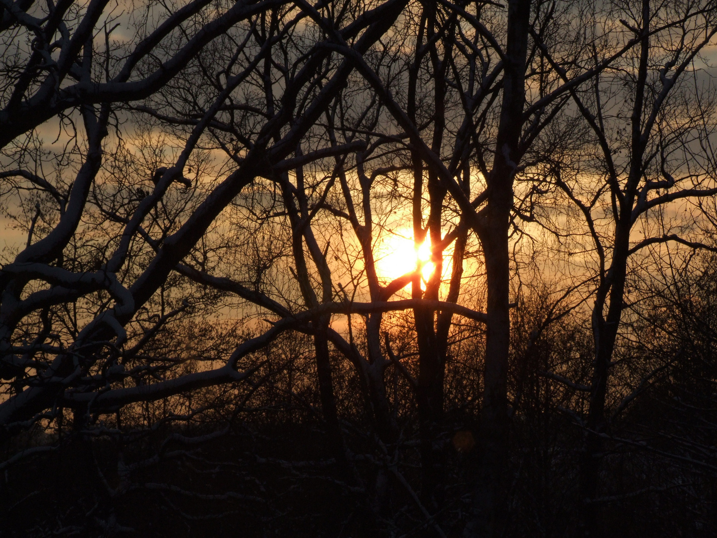 einfacher winter sonnen untergang