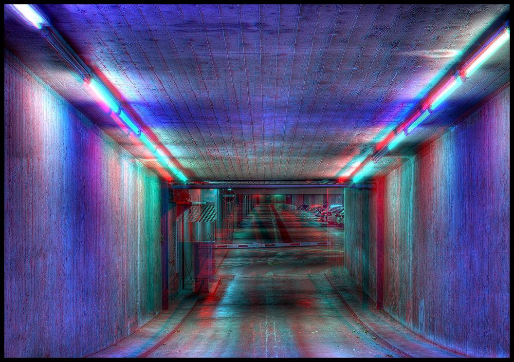 Einfahrt HDR anaglyph (Rot-Cyan-Brille)