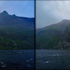 Einfahrt in den  Geiranger  Fjord - trübe Aussichten 