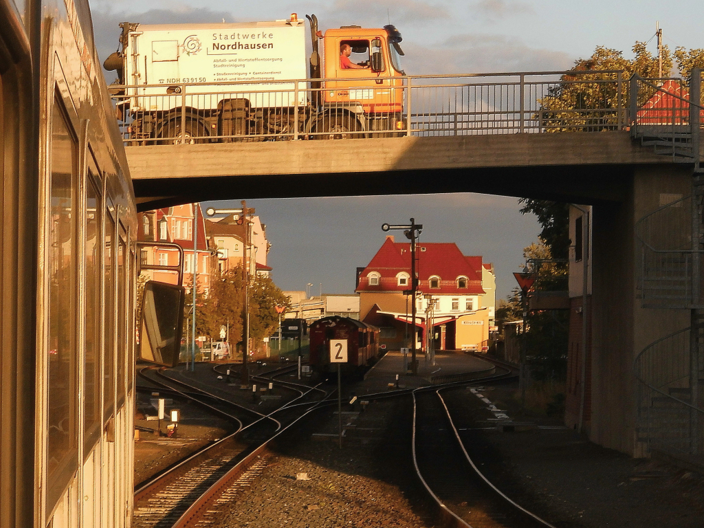 Einfahrt Nordhausen Nord im Abendlicht 1.