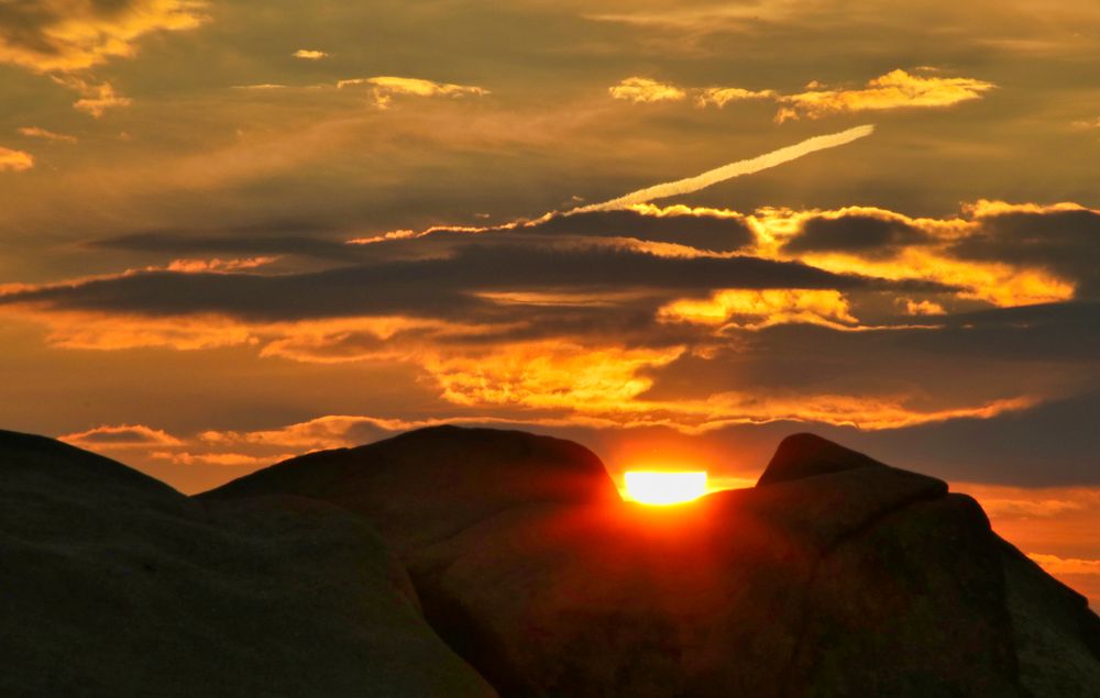 Eingebetteter Sonnenuntergang auf dem Brocken