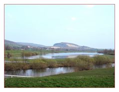 Eingestautes Wasser im Leinepolder bei Salzderhelden.