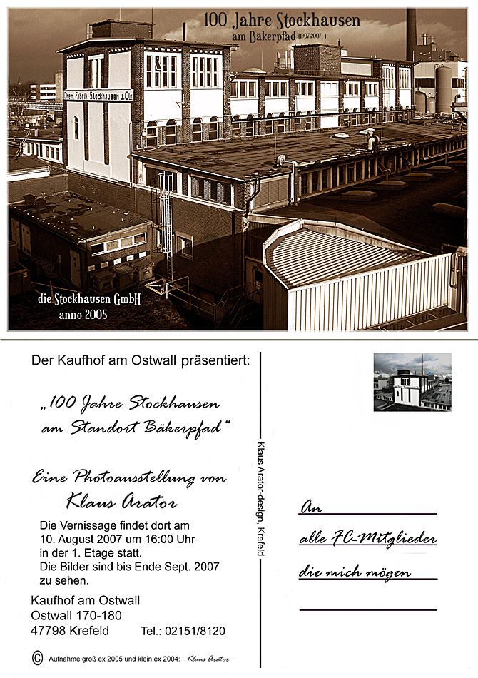 Einladung: -100 Jahre Stockhausen am Standort Bäkerpfad-