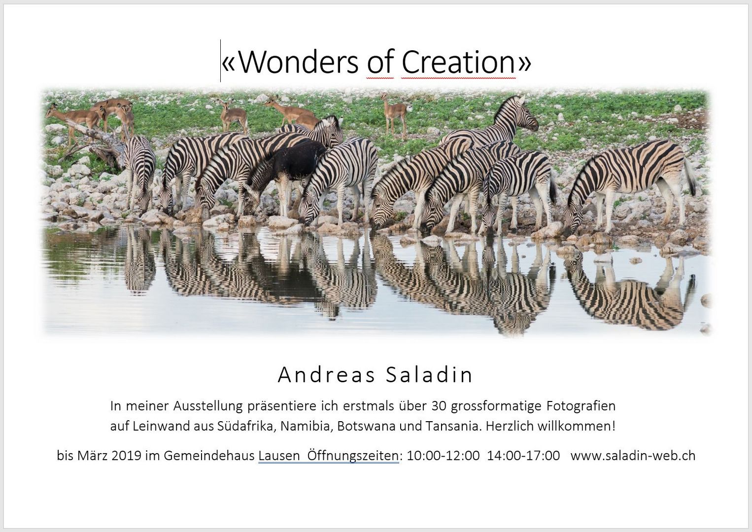 Einladung Wonders of Creation