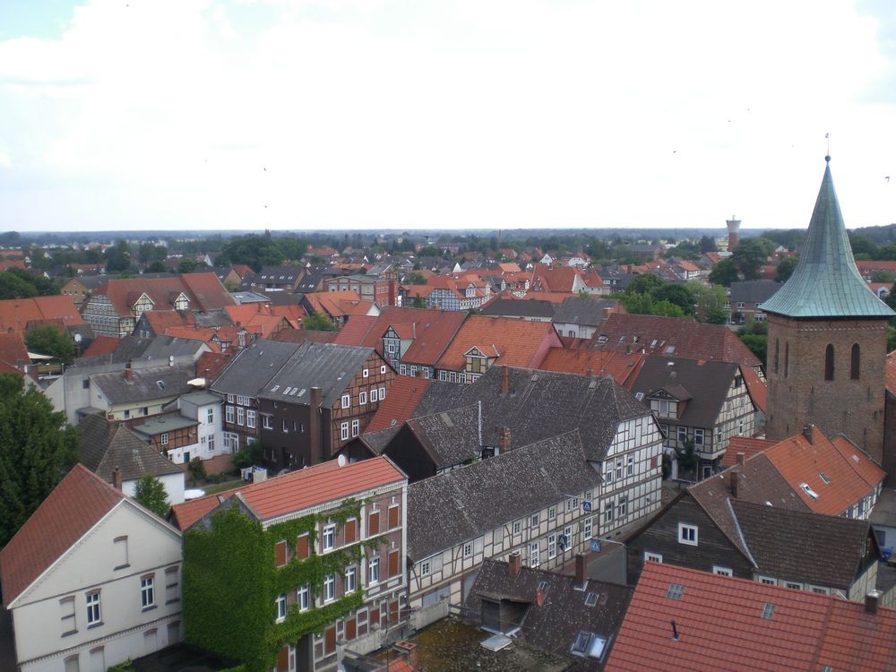 einmal von ganz oben die Stadt Lüchow vom Amtsturm aus aufgenommen