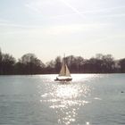 einsam segelt ein Boot über den Maschsee