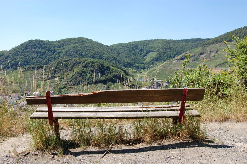 Einsame Bank auf dem Rotweinwanderweg ...