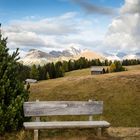 einsame Bank auf Seiser Alm