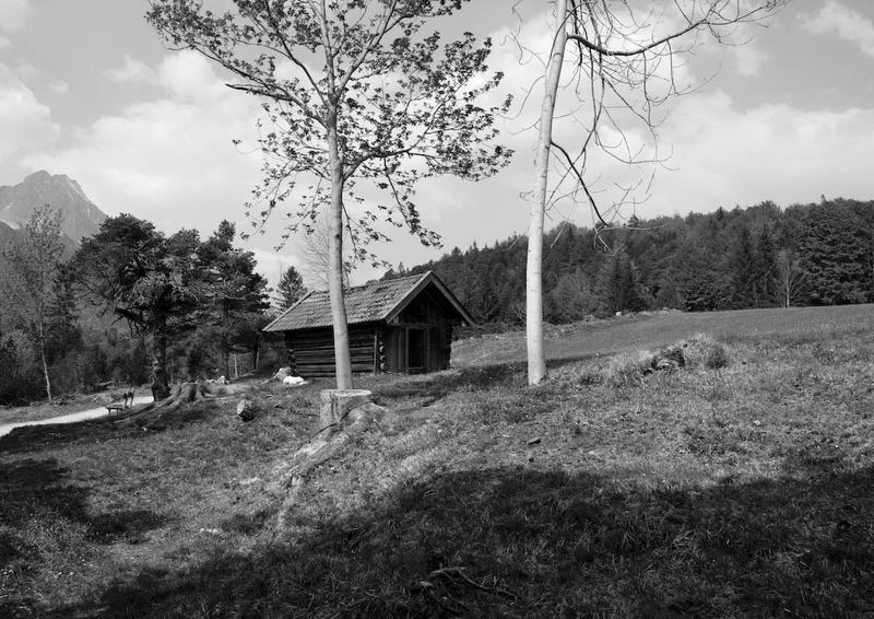 Einsame Hütte in Mittenwald.