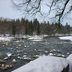 Einsamer Angler in der Isar bei Ismaning, Dezember 2013