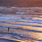 Einsamer Angler vor Sonnenuntergang