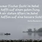 Einsamer Fischer im Nebel