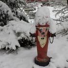 Einsamer Hydrant mit Schnee Kappe