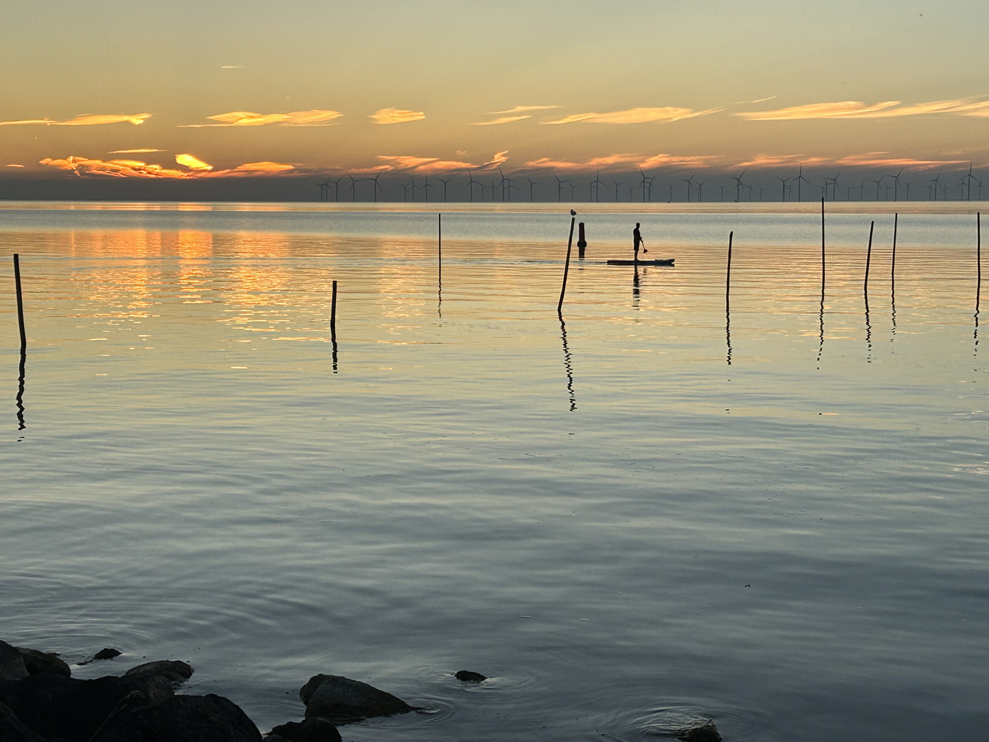 Einsamer Paddler am Abend 