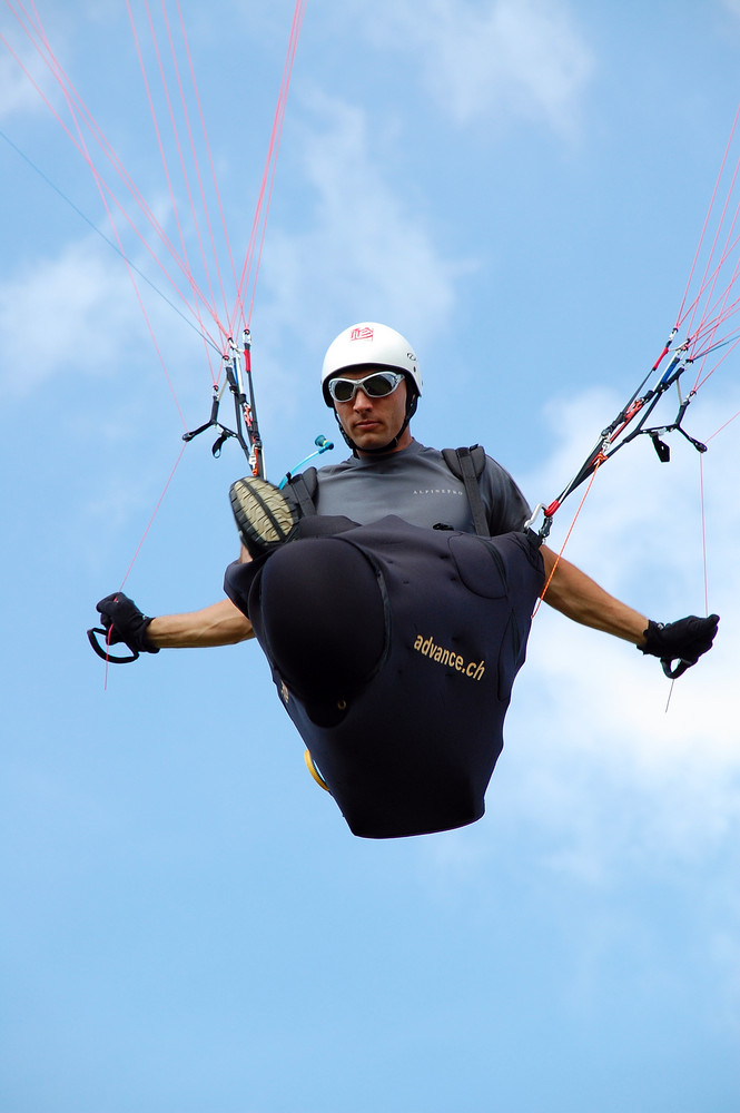 Einstieg zum Streckenflug mit dem Gleitschirm